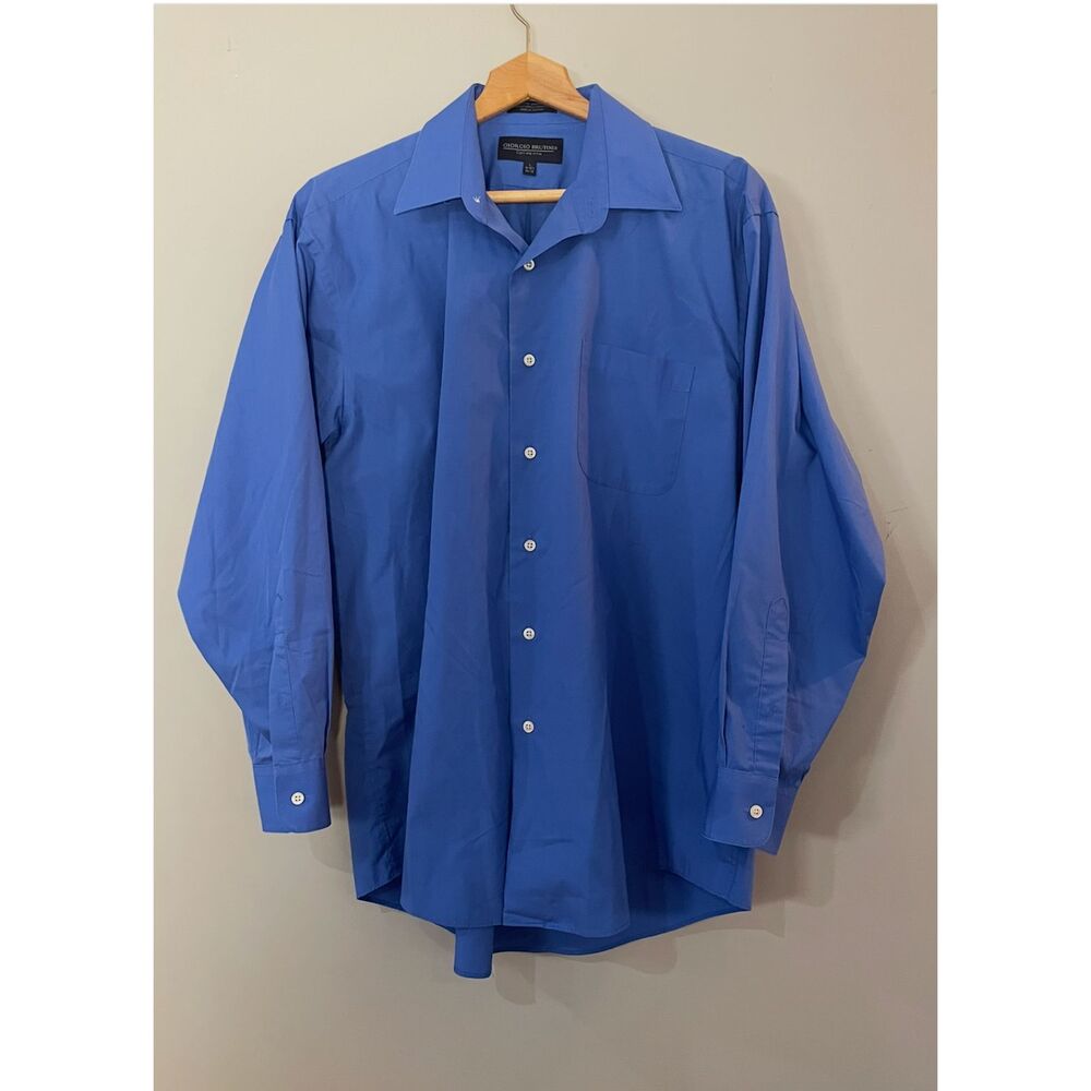 Giorgio Brutini Collezione Men’s Blue Dress Shirt Long Sleeve L 16-16.5 32/33